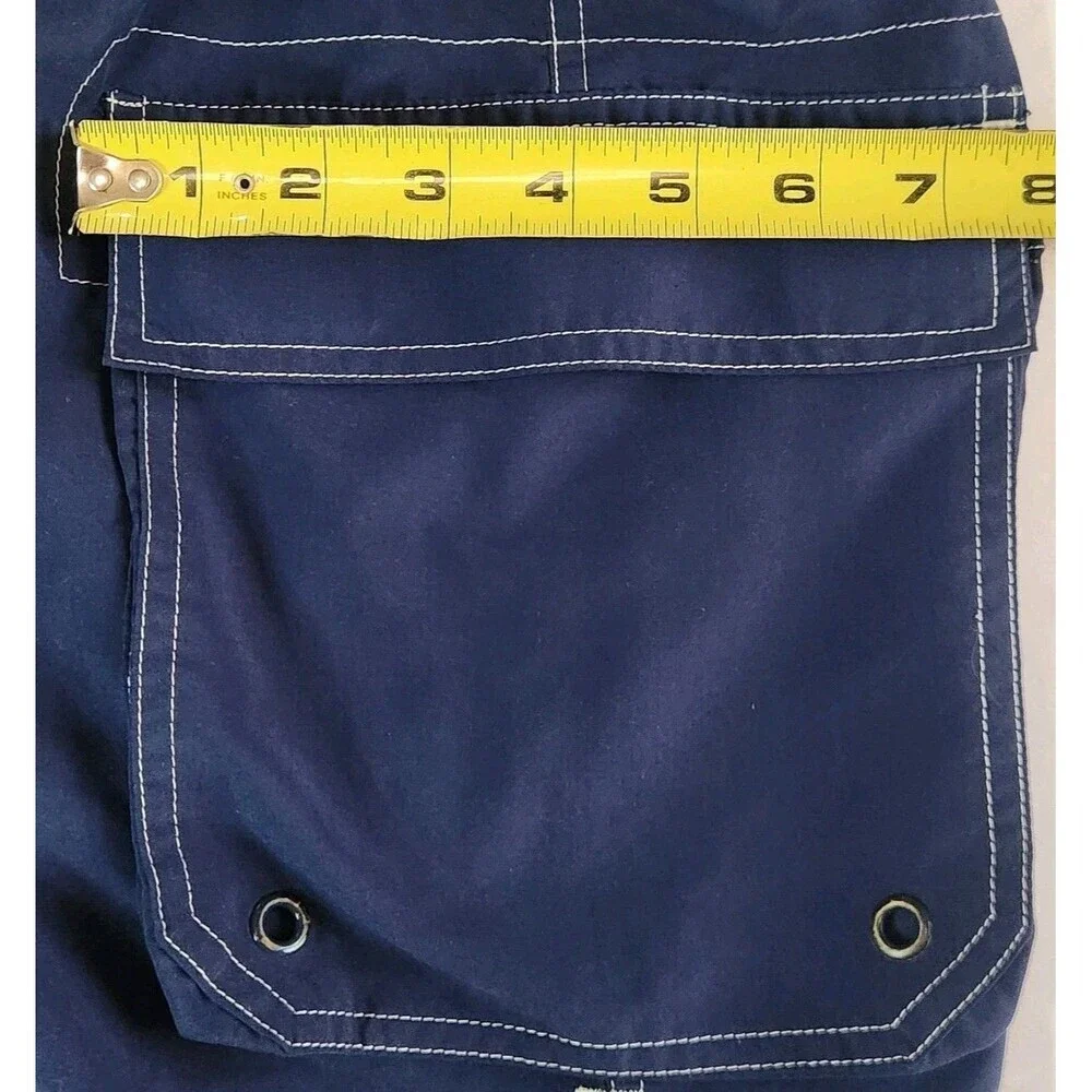 J.Crew Men’s Cargo Swim Trunks Size 30 (Navy Blue Board Shorts Pockets Beachwear